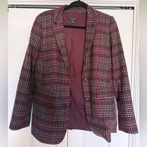 Ann Taylor Women's Plaid Blazer - Red and Brown
